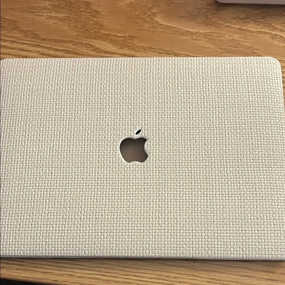 Apple Laptop with Textured Cream Cover